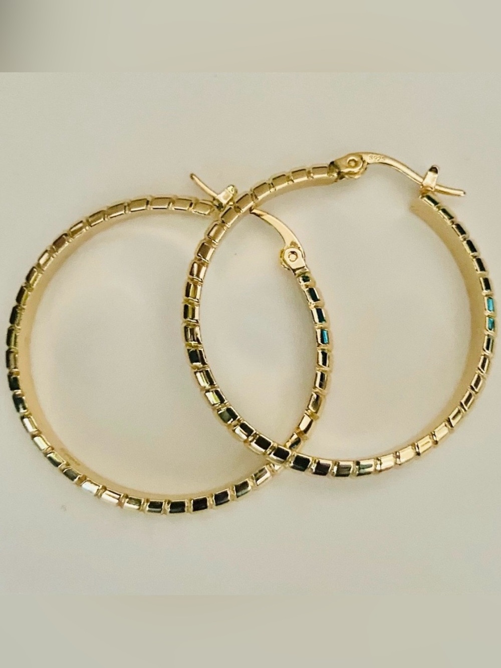14 Kt Gold Plated 925 Sterling Silver Hoop Earrings 2’ NWT